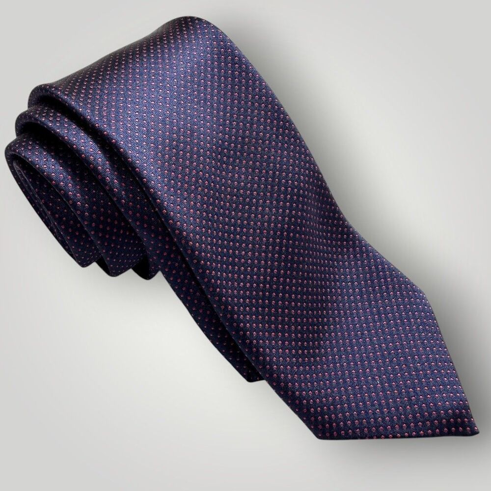 GEOFF NICHOLSON Made in ITALY Tie Silk Tie Polka dot  100% Silk Necktie Blue/Red